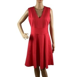 Eliza J Pintuck Fit & Flare Dress Size 8 Coral